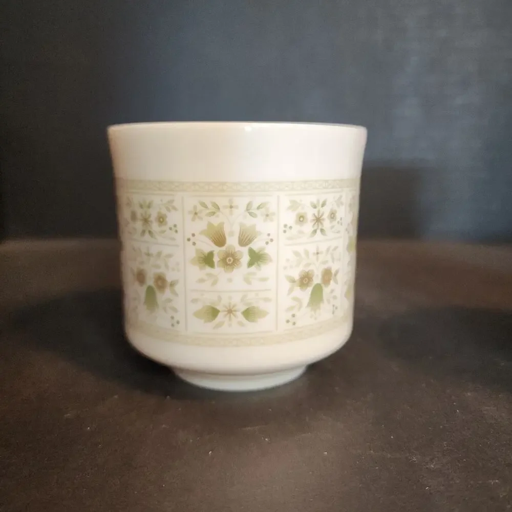 Royal Doulton Tea Coffee China Cup~Samarra~Green Tan Floral, England Set of 2